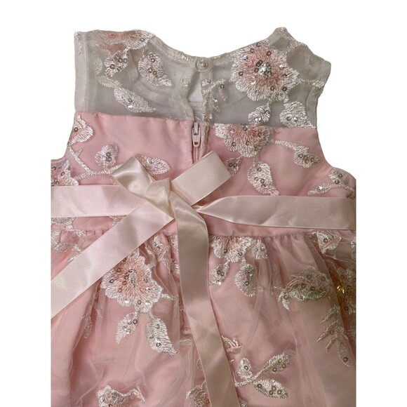 Rare Editions Toddler Girl 18M Pink Dress White Tulle Embroidered Sequins Layers - Picture 9 of 11